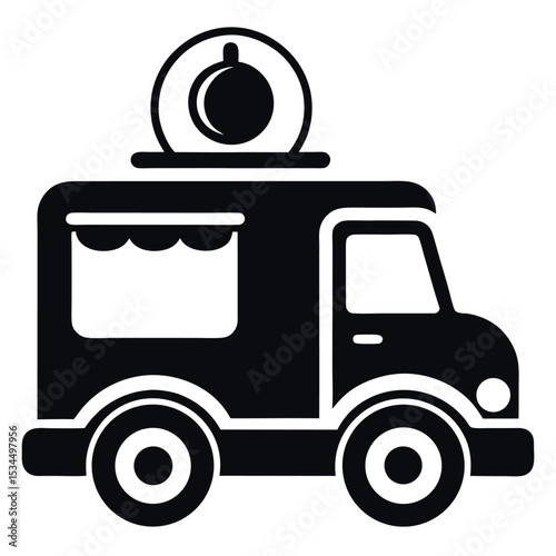 Food Truck Icon with Display Cases