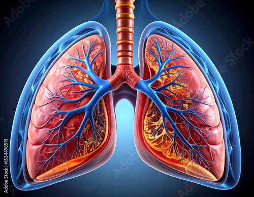 anatomical form of the lungs wrapped in pleura