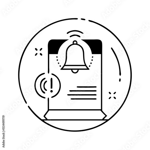 Mobile Phone Alert Notification Important Announcement Urgent Message Bell Icon Digital Communication silhouette icon