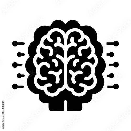 Artificial intelligence concept showing brain with neural network connection points design silhouette icon