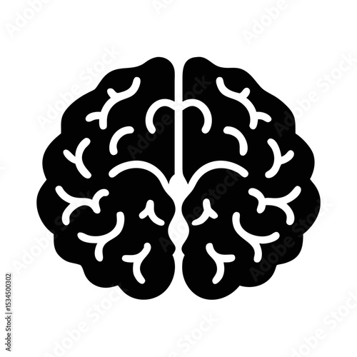 Stylized human brain vector representing intelligence memory and cognitive function silhouette icon