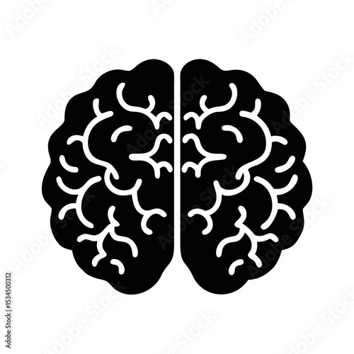 Silhouette of a human brain representing intelligence, thought process and neurological science silhouette icon