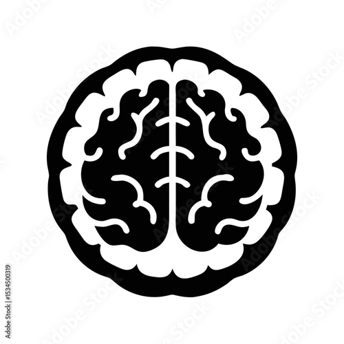 Human Brain Icon in Silhouette Style Representing Intelligence and Thinking Process silhouette icon