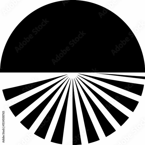 Circular pattern with expanding concentric half-moons, alternating stroke width for visual vibration effect, designed in perfect radial symmetry

