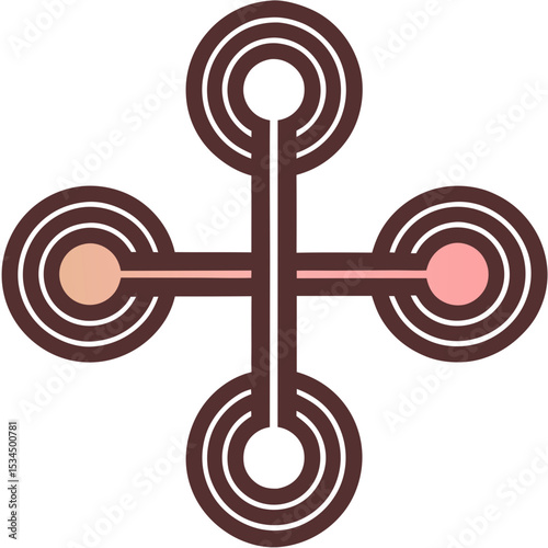 Abstract “infinity knot” shape made of continuous parallel curved lines with smooth intersections, thick strokes and centered spacing

