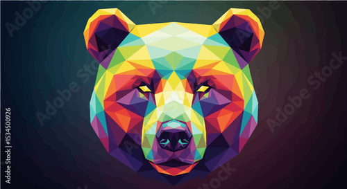 Vibrant Polygonal Bear Portrait - Modern Wildlife Geometric Art Illustration
