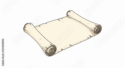 Hand Drawn Scroll Outline - Ancient Paper Sheet Sketch Vector
