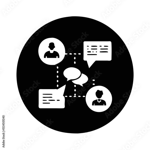 Business Communication and Collaboration Network in a Modern Technological World silhouette icon