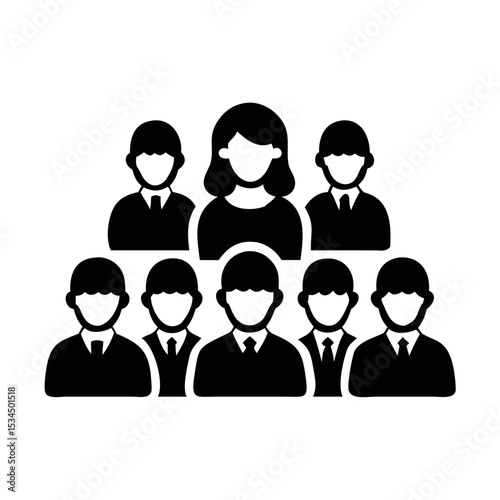 Teamwork Collaboration Group of People Business Meeting Icon vector silhouette icon