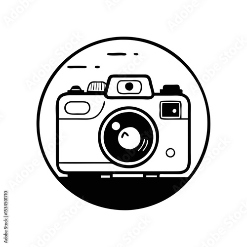 Black and white minimalist camera vector capturing the essence of photography silhouette icon