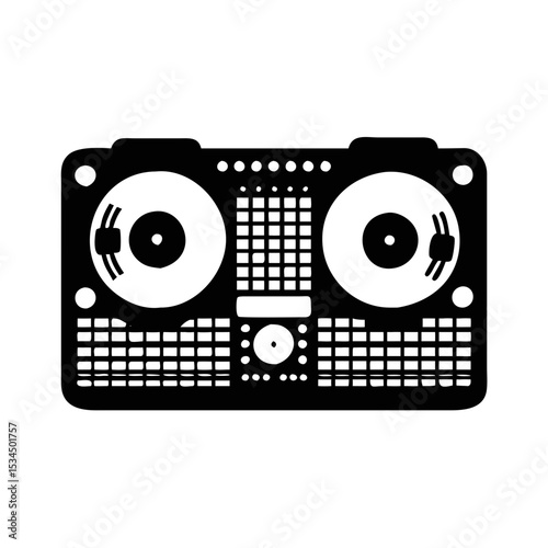 Vintage Turntable Mixer Icon Retro DJ Equipment Graphic Design Element silhouette icon