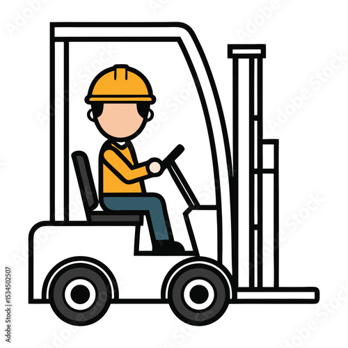 Black Forklift truck Vector