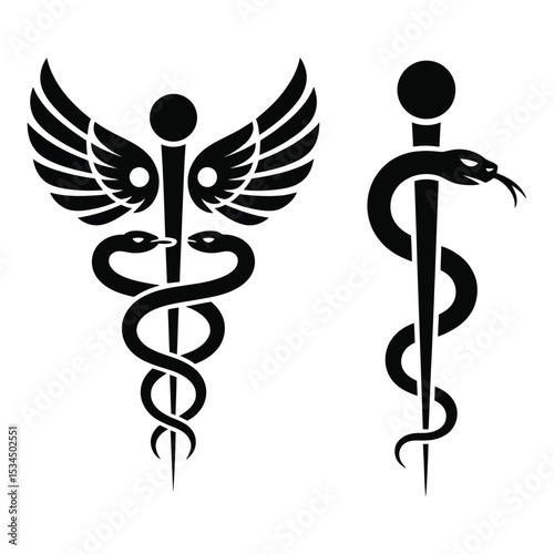 Asclepius snake vector icon

