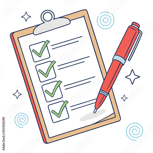 Clipboard with Fully Checked To-Do List Claim Form on Paper Sheets