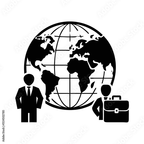 Global Business Partnership International Teamwork Worldwide Collaboration silhouette icon