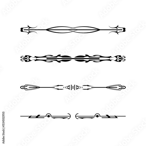 Set Black Simple Line Collection Doodle Border Elements Vector Design Style Sketch Isolated Illustration For Banner