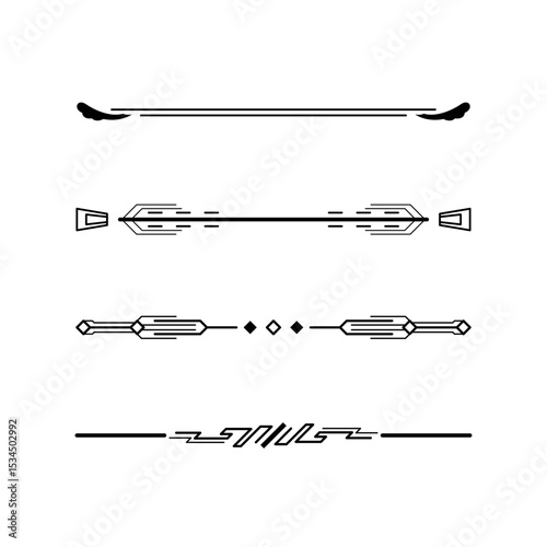 Set Black Simple Line Collection Doodle Border Elements Vector Design Style Sketch Isolated Illustration For Banner