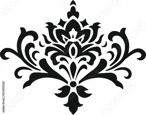 Abstract floral vector pattern ornament with vintage leaf and scroll design