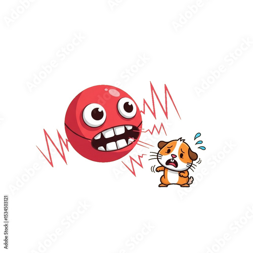 Angry emoji yelling at a scared puppy.