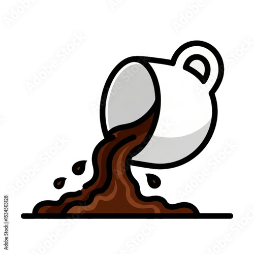 Spilled coffee cup on a flat surface.