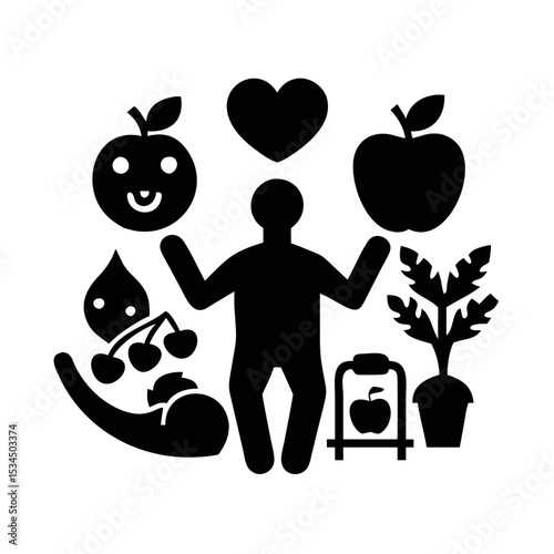 Balancing Act A Holistic Approach to Health and Wellbeing vector silhouette icon