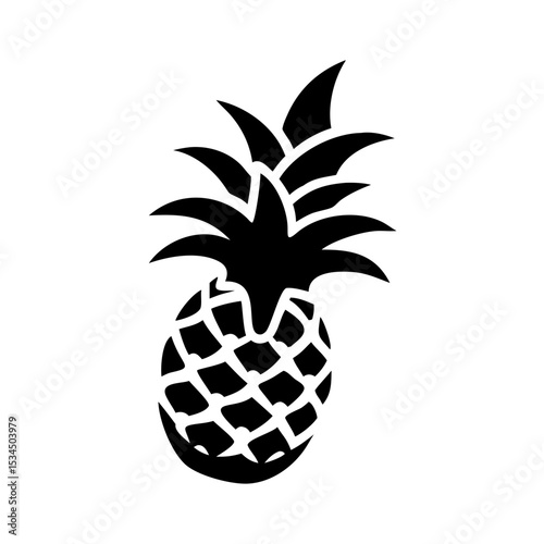 Silhouette vector of a pineapple on a white background, tropical delight silhouette icon