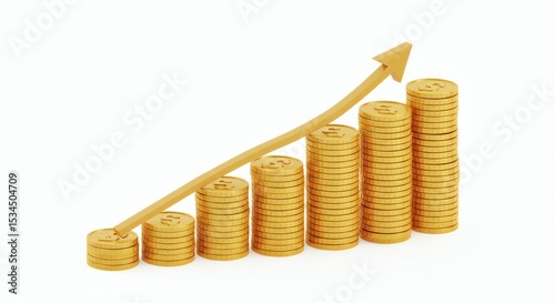 Financial Growth Rising Gold Coins Charting Success