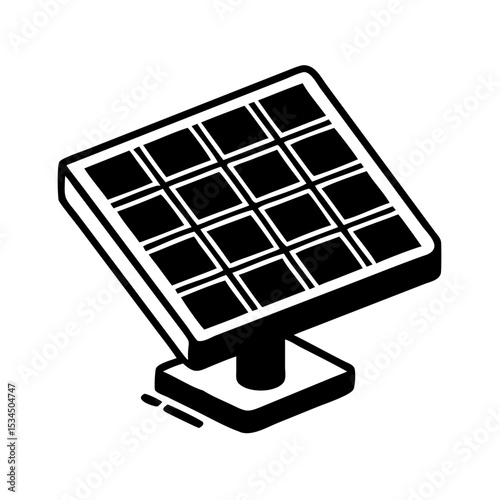 Isometric solar panel icon, isolated renewable energy source for electricity generation silhouette icon