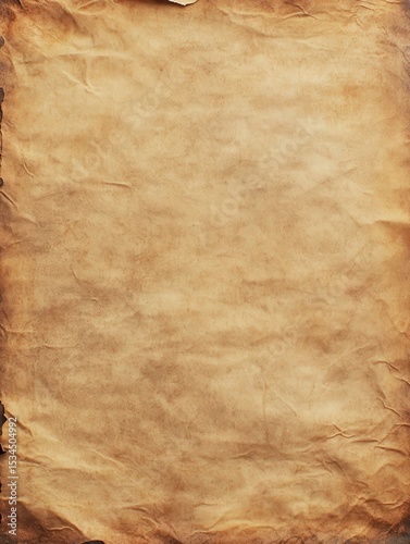 Old paper with manuscript texture. Shabby vintage parchment background. Blank antique page with weathered grunge. Beige and amber shades of aged blank cardbox journal paperboard.