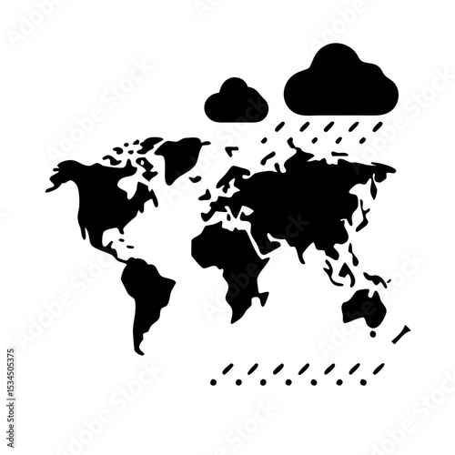 Global Rainfall Patterns Displayed with a Silhouette of the World Map silhouette icon