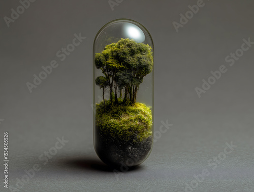 Glass dome with plant