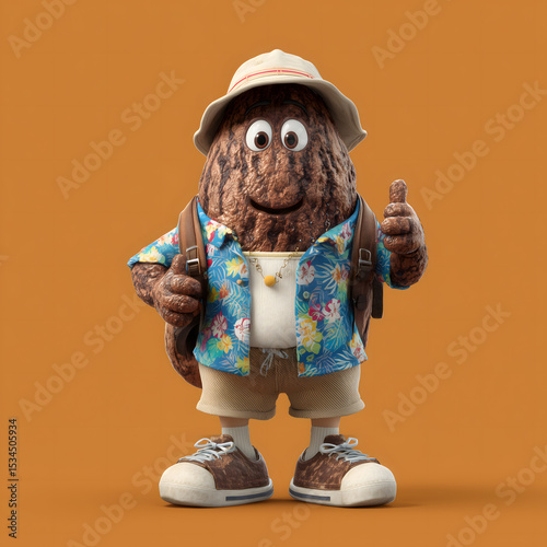 Nut character with hat