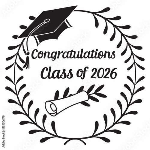 Congrats Class of 2026 Congratulations Laurel Wreath Message Design & VECTOR ART
