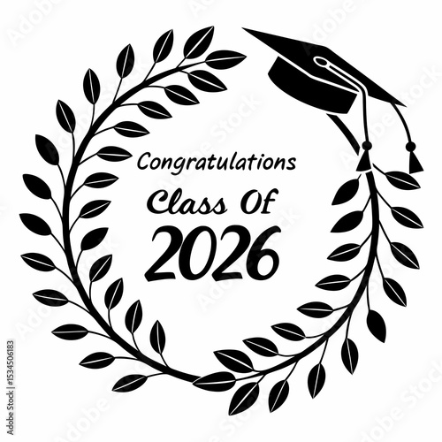 Congrats Class of 2026 Congratulations Laurel Wreath Message Design & VECTOR ART