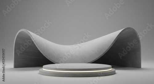 Abstract Concrete Wave Display Platform Modern Minimalist Product Showcase