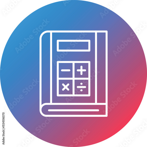 Algebra Book Line Gradient Circle Background Icon