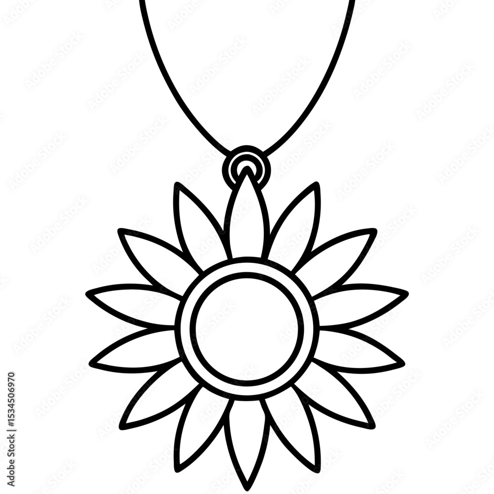 Sunflower Pendant line art vector Sunflower Pendant line art vector