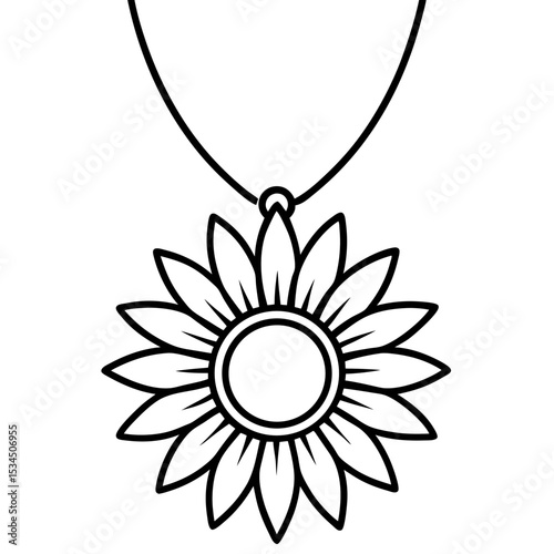 Sunflower Pendant line art vector
