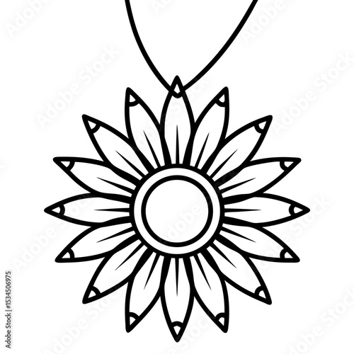 Sunflower Pendant line art vector