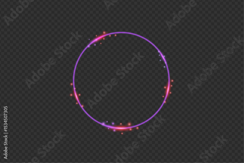Abstract Glowing Circle Vector Frame with Pink and Purple Light Effects on Dark Background