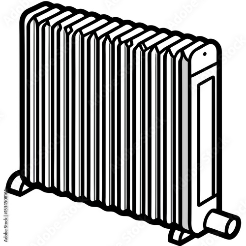 Lineart Icon of Radiator – Simple Heating Appliance Illustration in Outline Style

