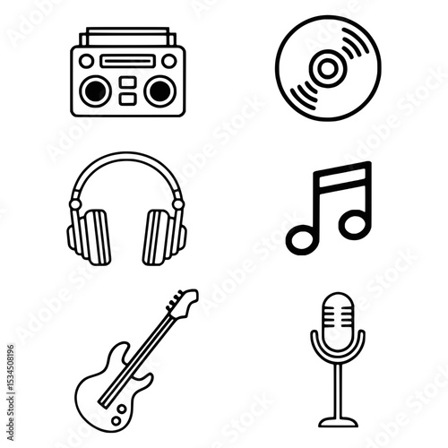 World Music Day Icons – Modern Musical Instruments Vector Set