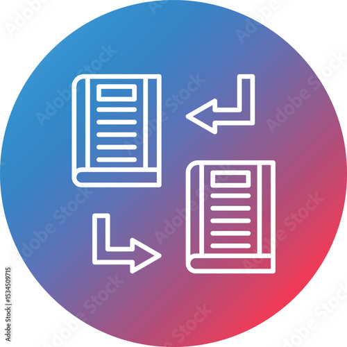 Book Exchange Line Gradient Circle Background Icon