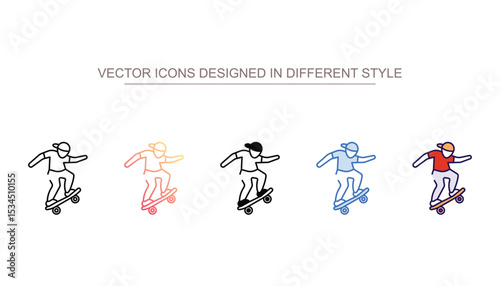 Skateboarding icon design with white background stock illustration