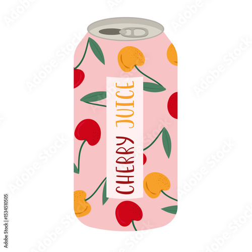 Flat illustrations of fruit juice and beverage containers with colorful labels. Summer cold and soft drinks
