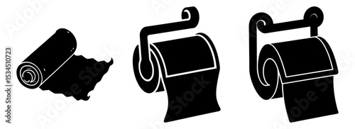 Silhouette set of toilet paper rolls vector graphic for hygiene and bathroom design idea