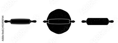 Silhouette set of graphic illustration of kitchenware for baking and cooking equipment art