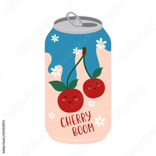 Flat canned and bottled fizzy fruit drinks and flavored sodas. Summer cold and soft drinks