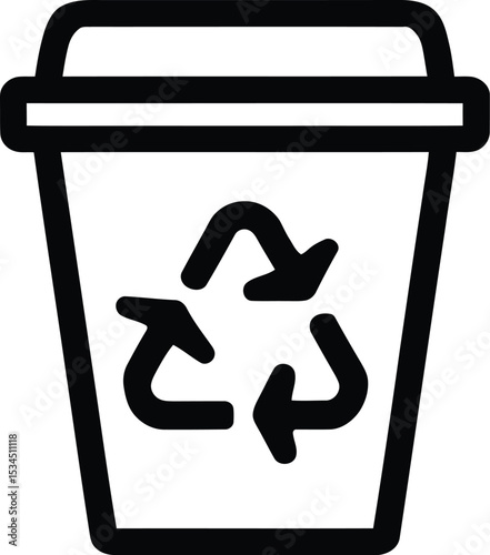Recycle Bin Icon – Waste Container with Recycling Symbol Vector