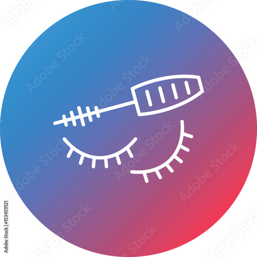 Eyelash Mascara Line Gradient Circle Background Icon